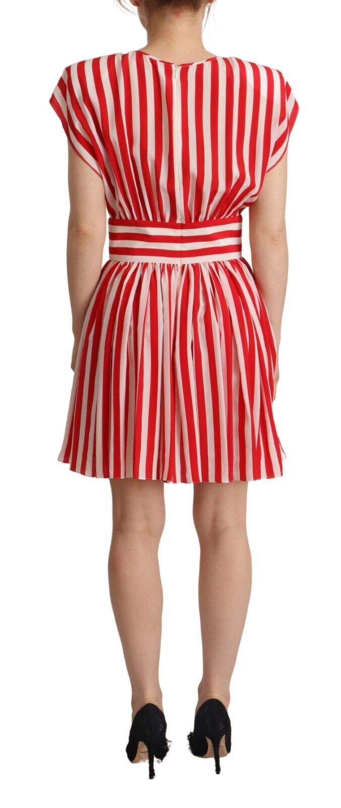 Dolce & Gabbana Red White Stripes Silk Mini A-line Dress Dolce & Gabbana, Dresses - Women - Clothing, feed-1, IT40|S, Red at SEYMAYKA