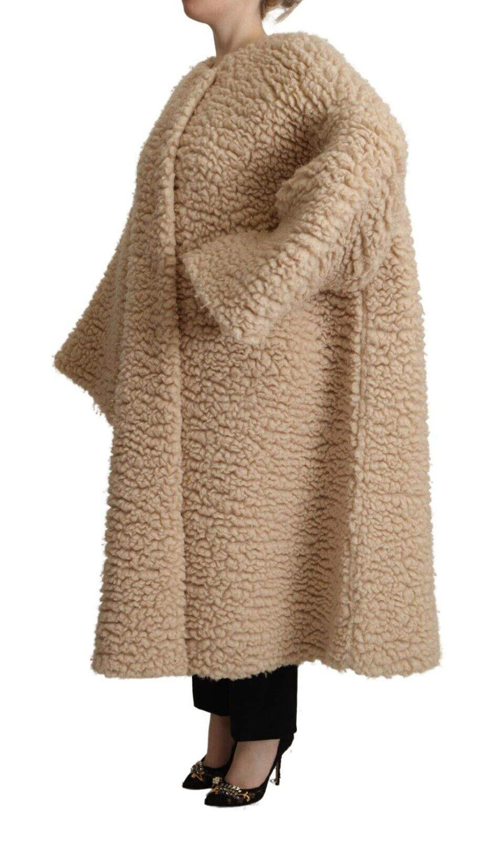 Dolce & Gabbana Beige Cashmere Wool Faux Fur Coat Jacket Beige, Dolce & Gabbana, feed-1, IT40|S, Jackets & Coats - Women - Clothing at SEYMAYKA