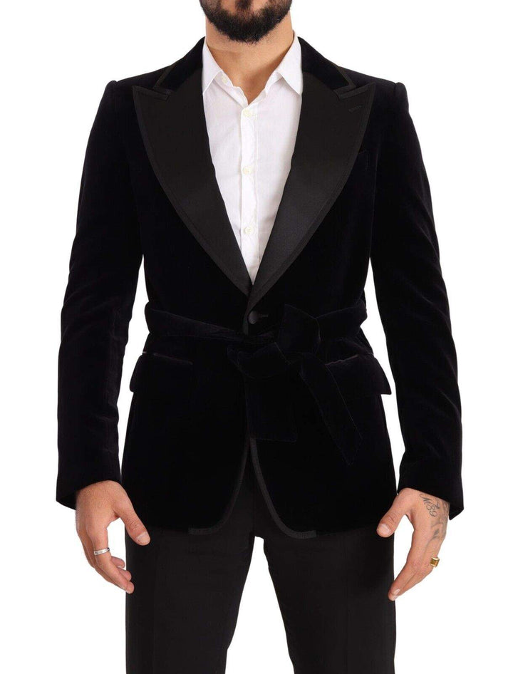 Dolce & Gabbana Black Velvet Single Breasted One Button Blazer #men, Black, Blazers - Men - Clothing, Dolce & Gabbana, feed-1, IT48 | M at SEYMAYKA