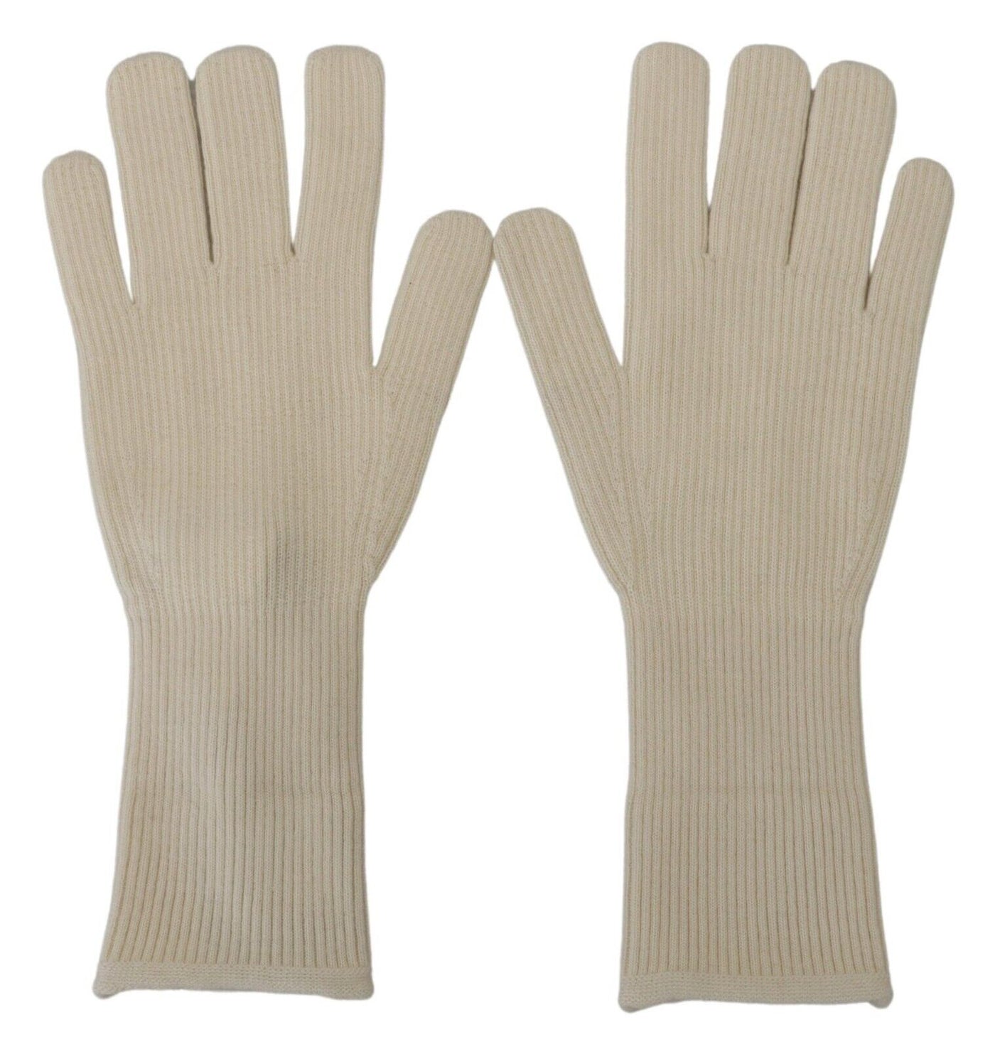 Dolce & Gabbana White Cashmere Knitted Hands Mitten s Gloves