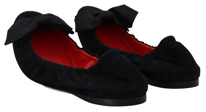 Dolce & Gabbana Black Suede Flat Slip On Ballet Shoes