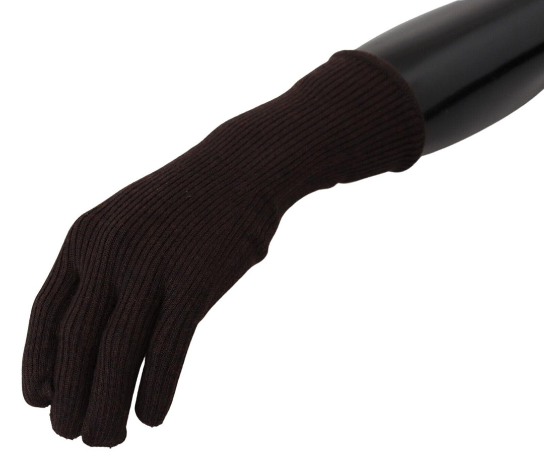 Dolce & Gabbana Brown Cashmere Silk Hands Mitten s Gloves