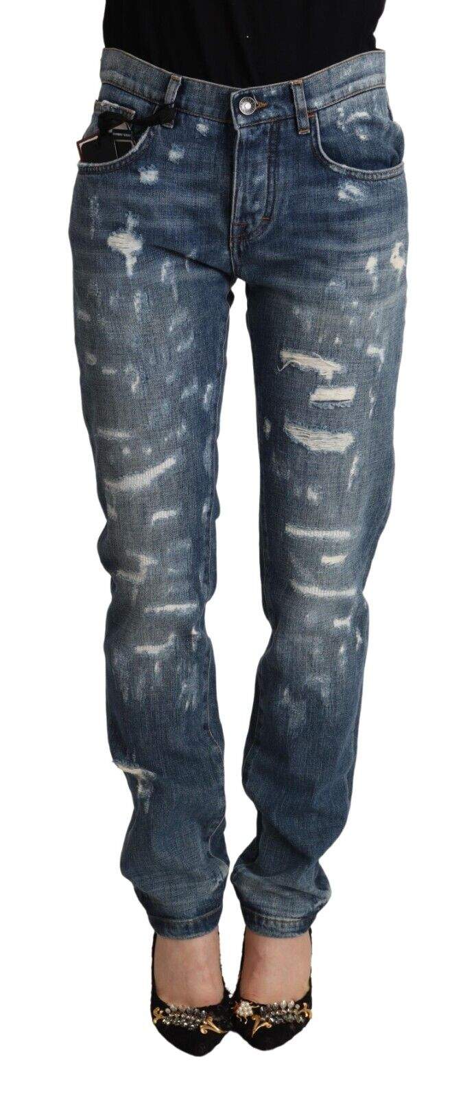 Dolce & Gabbana Blue Distressed Denim BOYFRIEND Skinny Jeans Blue, Dolce & Gabbana, feed-1, IT36 | XS, Jeans & Pants - Women - Clothing at SEYMAYKA