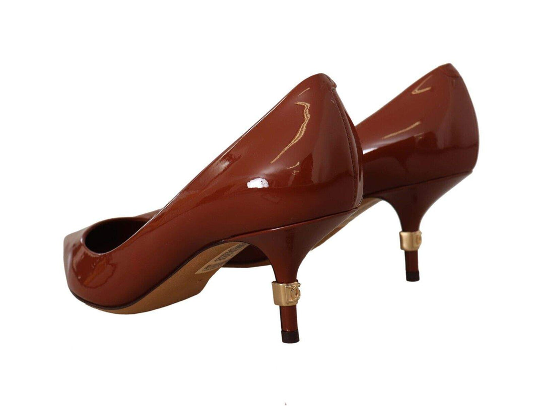 Dolce & Gabbana Brown Kitten Heels Pumps Patent Leather Brown, Dolce & Gabbana, EU39/US8.5, feed-1, Pumps - Women - Shoes at SEYMAYKA