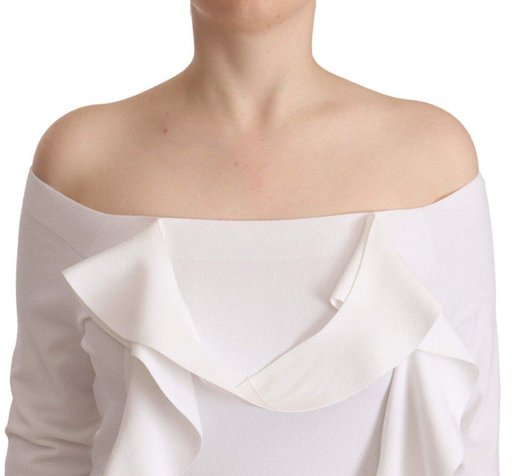 EXTERIOR White Long Sleeves Off Shoulder  Top Blouse EXTERIOR, feed-1, IT44|L, Tops & T-Shirts - Women - Clothing, White at SEYMAYKA