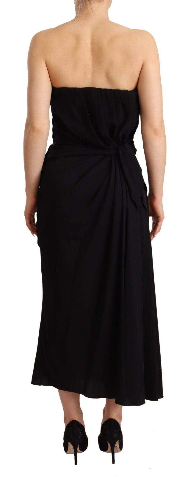 Dolce & Gabbana Black Silk Stretch Strapless Sheath Midi Dress Black, Dolce & Gabbana, Dresses - Women - Clothing, feed-1, IT40|S at SEYMAYKA