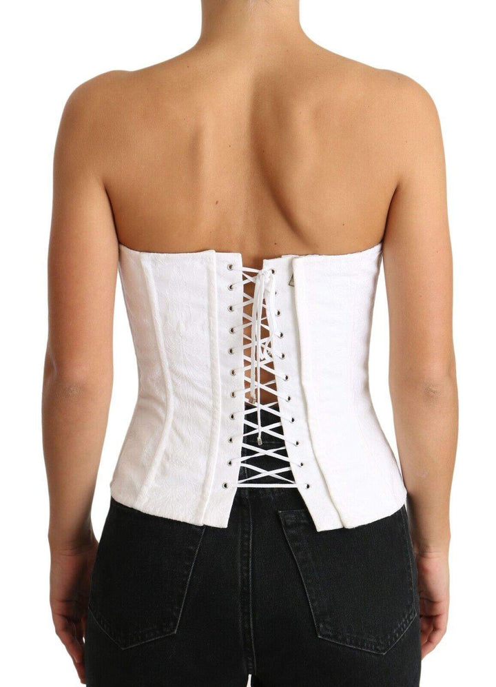 Dolce & Gabbana White PALERMO Bustier Cotton Top Corset Dolce & Gabbana, feed-1, IT40|S, Tops & T-Shirts - Women - Clothing, White at SEYMAYKA