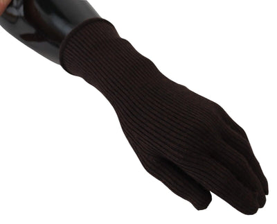 Dolce & Gabbana Brown Cashmere Silk Hands Mitten s Gloves