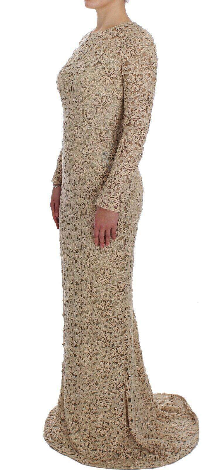 Dolce & Gabbana  Beige Floral Lace Sheath Maxi Dress #women, Beige, Brand_Dolce & Gabbana, Catch, Clothing_Dress, Dolce & Gabbana, Dresses - Women - Clothing, feed-agegroup-adult, feed-color-beige, feed-gender-female, feed-size-IT40|S, Gender_Women, IT40|S, Kogan, Women - New Arrivals at SEYMAYKA