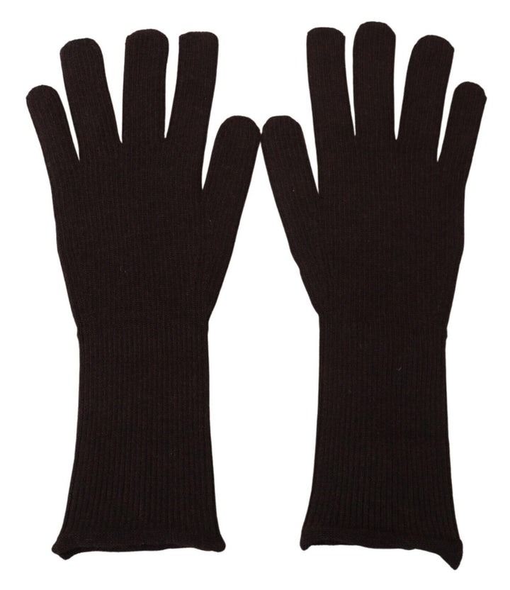 Dolce & Gabbana Brown Cashmere Silk Hands Mitten s Gloves