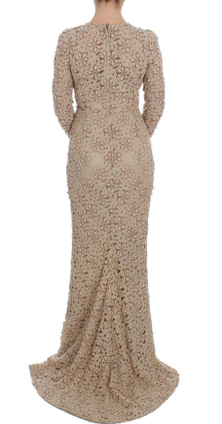 Dolce & Gabbana  Beige Floral Lace Sheath Maxi Dress #women, Beige, Brand_Dolce & Gabbana, Catch, Clothing_Dress, Dolce & Gabbana, Dresses - Women - Clothing, feed-agegroup-adult, feed-color-beige, feed-gender-female, feed-size-IT40|S, Gender_Women, IT40|S, Kogan, Women - New Arrivals at SEYMAYKA