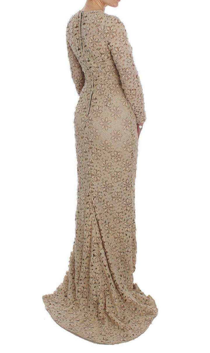 Dolce & Gabbana  Beige Floral Lace Sheath Maxi Dress #women, Beige, Brand_Dolce & Gabbana, Catch, Clothing_Dress, Dolce & Gabbana, Dresses - Women - Clothing, feed-agegroup-adult, feed-color-beige, feed-gender-female, feed-size-IT40|S, Gender_Women, IT40|S, Kogan, Women - New Arrivals at SEYMAYKA