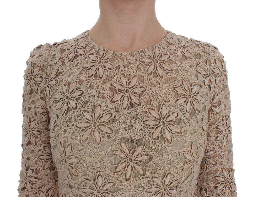 Dolce & Gabbana  Beige Floral Lace Sheath Maxi Dress #women, Beige, Brand_Dolce & Gabbana, Catch, Clothing_Dress, Dolce & Gabbana, Dresses - Women - Clothing, feed-agegroup-adult, feed-color-beige, feed-gender-female, feed-size-IT40|S, Gender_Women, IT40|S, Kogan, Women - New Arrivals at SEYMAYKA