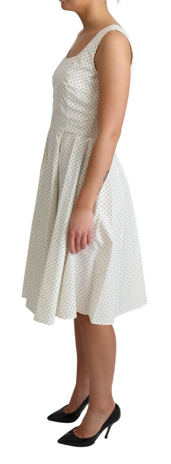 Dolce & Gabbana White Polka Dotted Cotton A-Line Dress