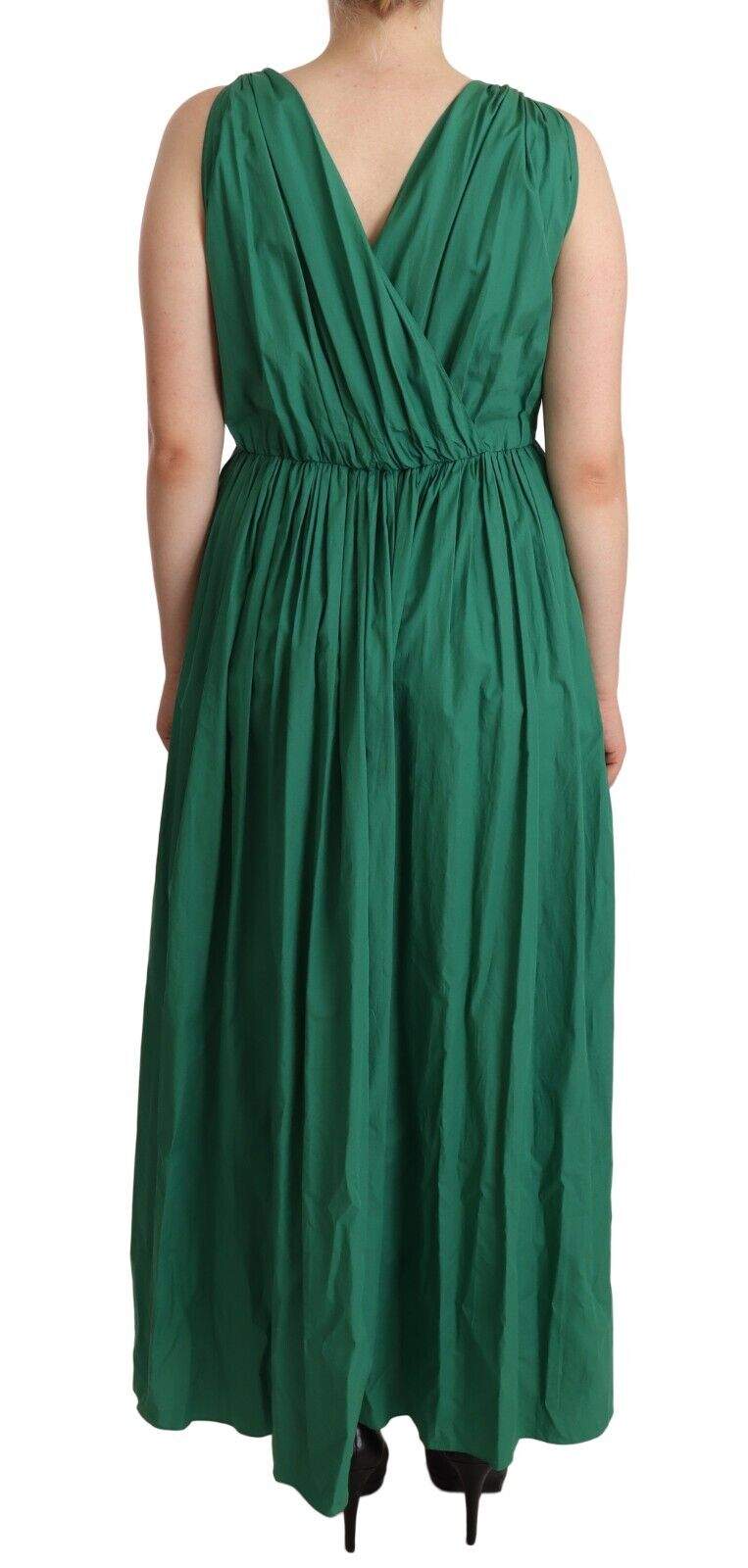 Dolce & Gabbana Green Cotton Sleeveless V-neck Dress Dolce & Gabbana, Dresses - Women - Clothing, feed-1, Green, IT46|XL at SEYMAYKA
