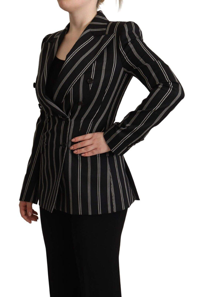 Dolce & Gabbana Black White Stripes Wool Long Sleeves Jacket Black/White, Dolce & Gabbana, feed-1, IT40|S, Jackets & Coats - Women - Clothing at SEYMAYKA