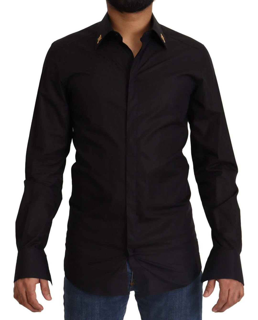 Dolce & Gabbana Black GOLD Cotton Crystal Cross Slim Shirt #men, Black, Dolce & Gabbana, feed-1, IT37 | XS, IT38 | XS, Shirts - Men - Clothing at SEYMAYKA