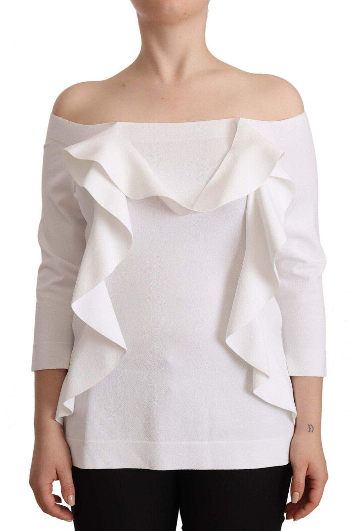 EXTERIOR White Long Sleeves Off Shoulder  Top Blouse EXTERIOR, feed-1, IT44|L, Tops & T-Shirts - Women - Clothing, White at SEYMAYKA