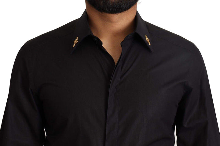 Dolce & Gabbana Black GOLD Cotton Crystal Cross Slim Shirt #men, Black, Dolce & Gabbana, feed-1, IT37 | XS, IT38 | XS, Shirts - Men - Clothing at SEYMAYKA