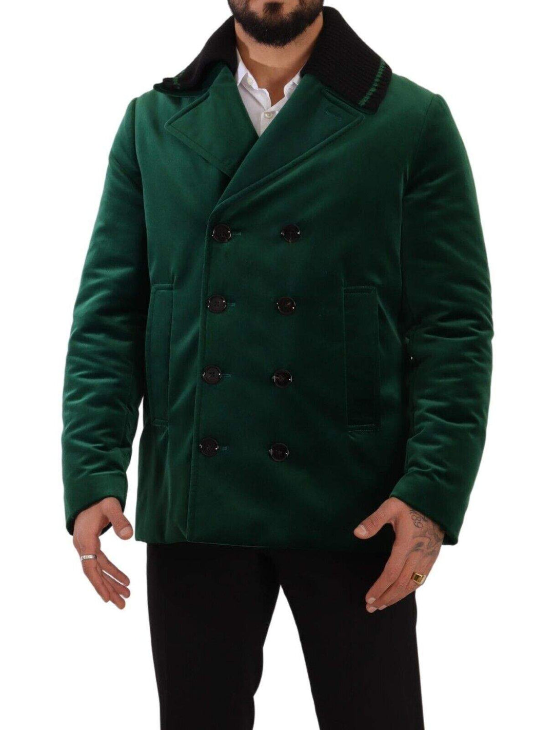 Dolce & Gabbana Green Velvet Cotton Double Breasted Jacket #men, Dolce & Gabbana, feed-1, Green, IT48 | M, Jackets - Men - Clothing at SEYMAYKA