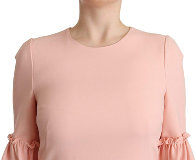 Dolce & Gabbana Pink Ruffled Sleeves Viscose Sheath Dress Dolce & Gabbana, Dresses - Women - Clothing, feed-1, IT44|L, Pink at SEYMAYKA