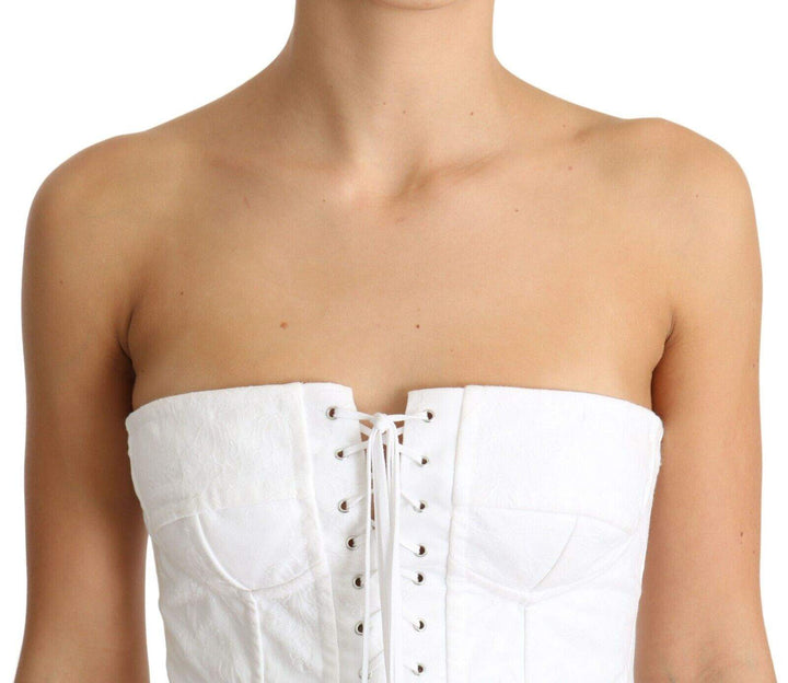 Dolce & Gabbana White PALERMO Bustier Cotton Top Corset Dolce & Gabbana, feed-1, IT40|S, Tops & T-Shirts - Women - Clothing, White at SEYMAYKA