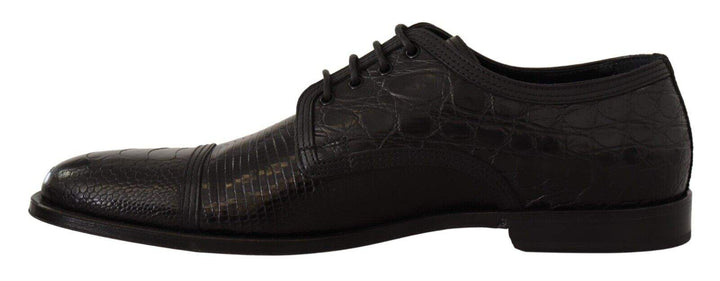 Dolce & Gabbana Black Exotic Leather Lace Up Formal Derby Shoes #men, Black, Dolce & Gabbana, EU44/US11, feed-1, Formal - Men - Shoes at SEYMAYKA