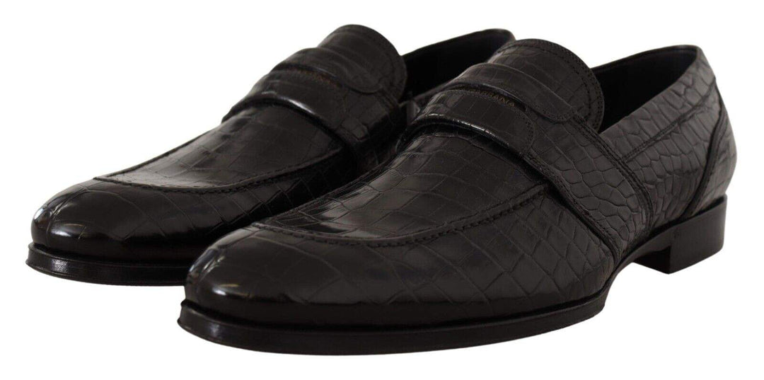 Dolce & Gabbana Black Crocodile Leather Slip On Moccasin Shoes #men, Black, Dolce & Gabbana, EU44/US11, feed-1, Loafers - Men - Shoes at SEYMAYKA