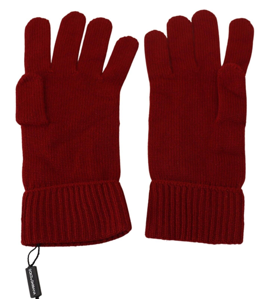 Dolce & Gabbana Red 100% Cashmere Knit Hands Mitten s Gloves