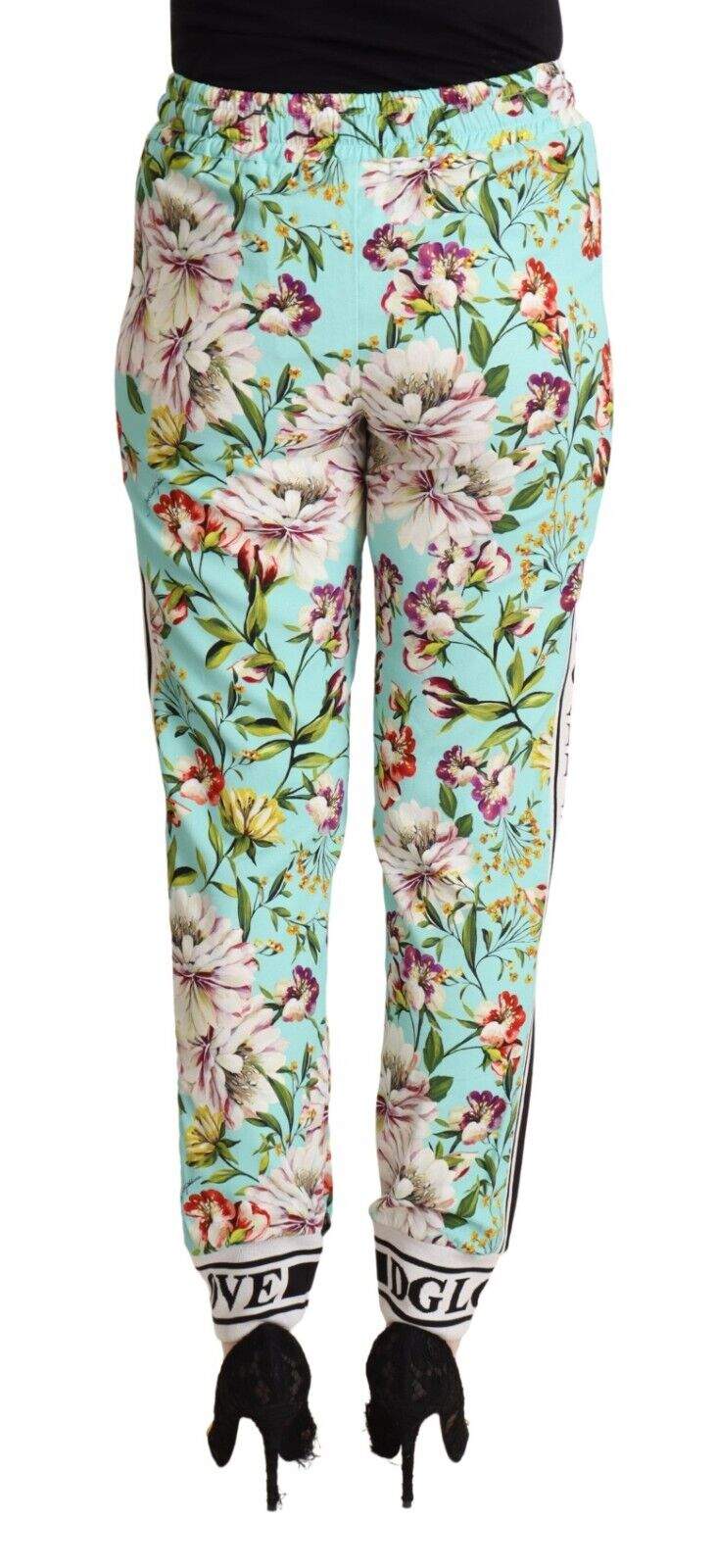 Dolce & Gabbana Green Floral Print Mid Waist Trouser Jogger Pants Dolce & Gabbana, feed-1, Green, IT36 | XS, IT40|S, Jeans & Pants - Women - Clothing at SEYMAYKA