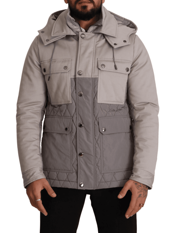 Dolce & Gabbana Gray Cotton Windbreaker Hooded Parka Jacket #men, Dolce & Gabbana, feed-1, Gray, IT48 | M, Jackets - Men - Clothing at SEYMAYKA