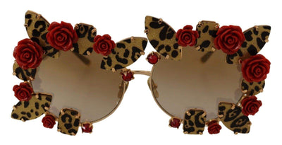 Dolce & Gabbana Gold Metal Frame Roses Embellished Sunglasses Dolce & Gabbana, feed-1, Gold, Sunglasses for Women - Sunglasses at SEYMAYKA