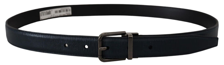 Dolce & Gabbana Blue Leather Silver Metal Buckle Vintage Belt