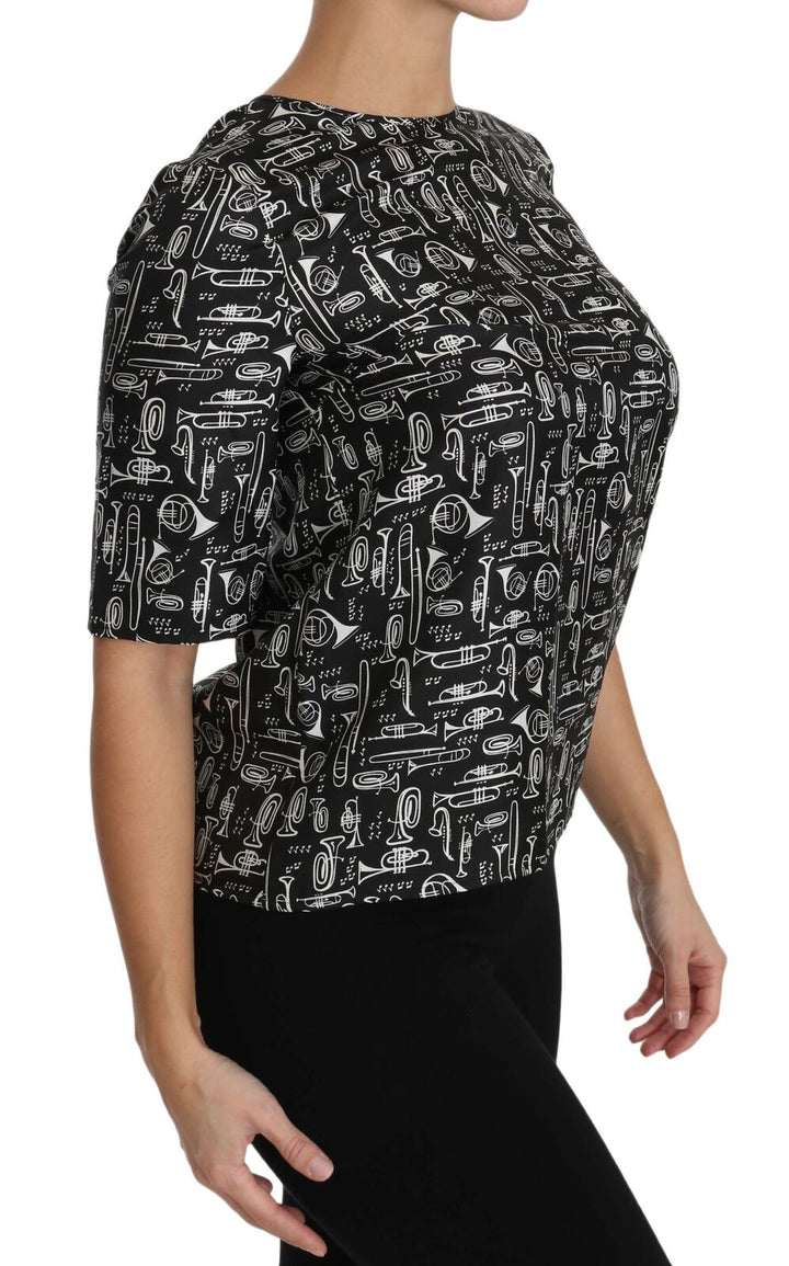 Dolce & Gabbana Musical Instruments Print Silk Blouse