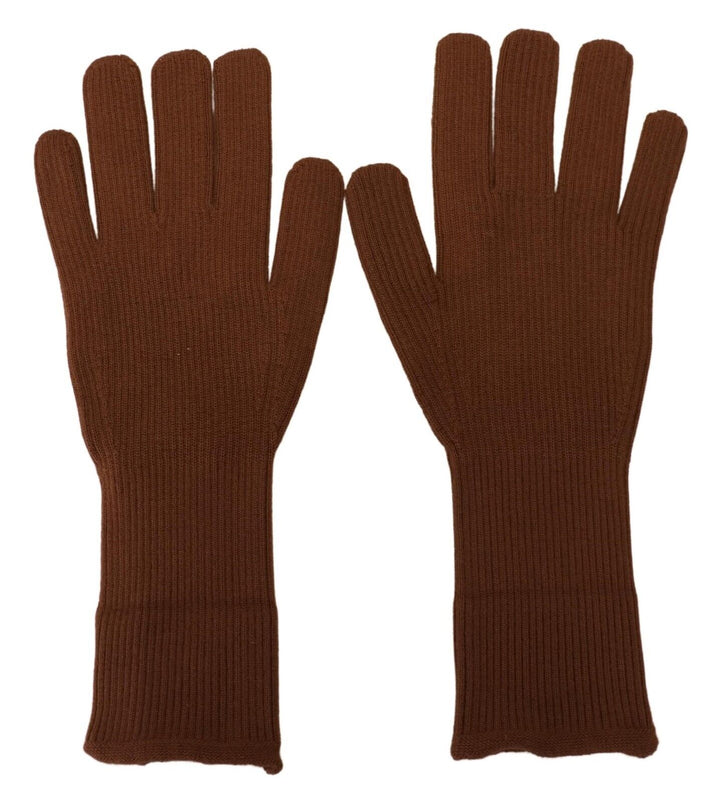 Dolce & Gabbana Brown Cashmere Knitted Hands Mitten s Gloves