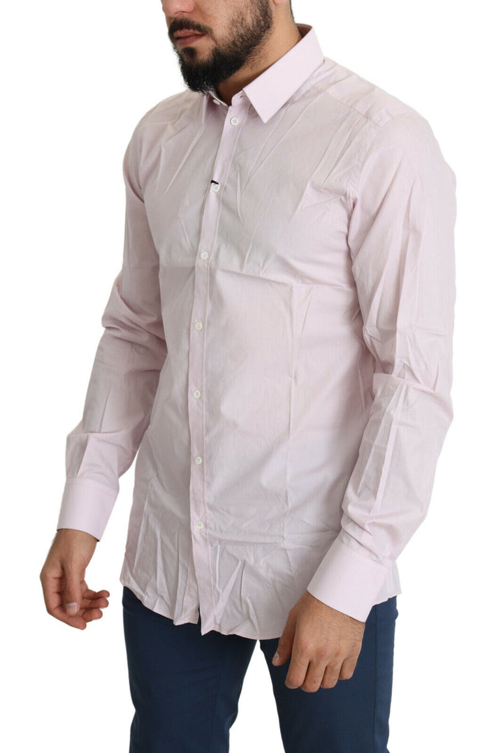 Dolce & Gabbana Light Pink Cotton Formal GOLD Dress Shirt