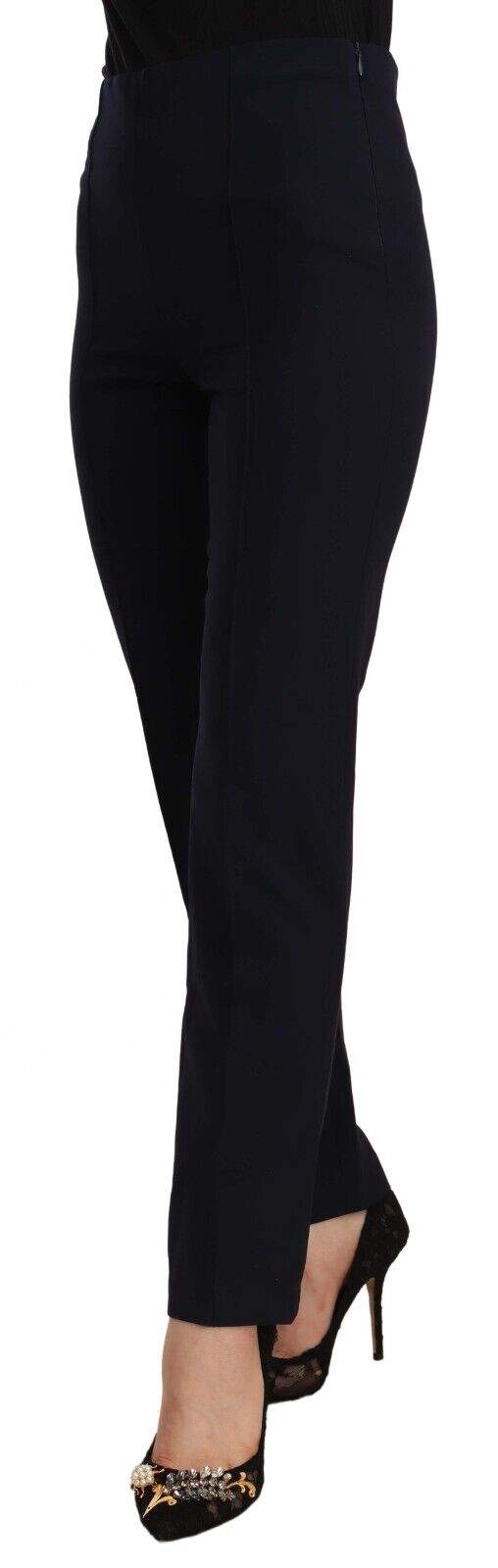 AGLINI Black High Waist Polyester  Straight Pants AGLINI, Black, feed-1, IT40|S, Jeans & Pants - Women - Clothing at SEYMAYKA