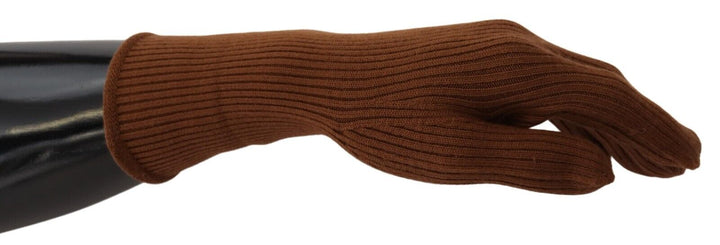 Dolce & Gabbana Brown Cashmere Knitted Hands Mitten s Gloves