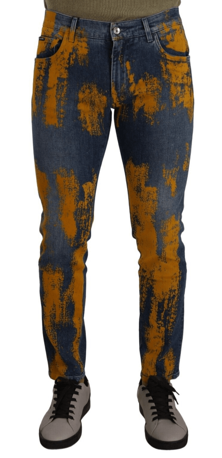 Dolce & Gabbana Blue Yellow Dye Cotton Skinny  Denim Jeans #men, Blue, Dolce & Gabbana, feed-1, IT44 | XS, IT46 | S, IT48 | M, IT50 | L, IT52 | XL, IT54 | XL, Jeans & Pants - Men - Clothing at SEYMAYKA