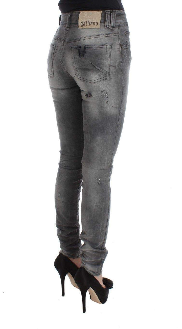 John Galliano Gray Wash Cotton Blend Slim Fit Denim Jeans Pants #women, feed-agegroup-adult, feed-color-gray, feed-gender-female, Gray, Jeans & Pants - Women - Clothing, John Galliano, W24, W25, W26, Women - New Arrivals at SEYMAYKA