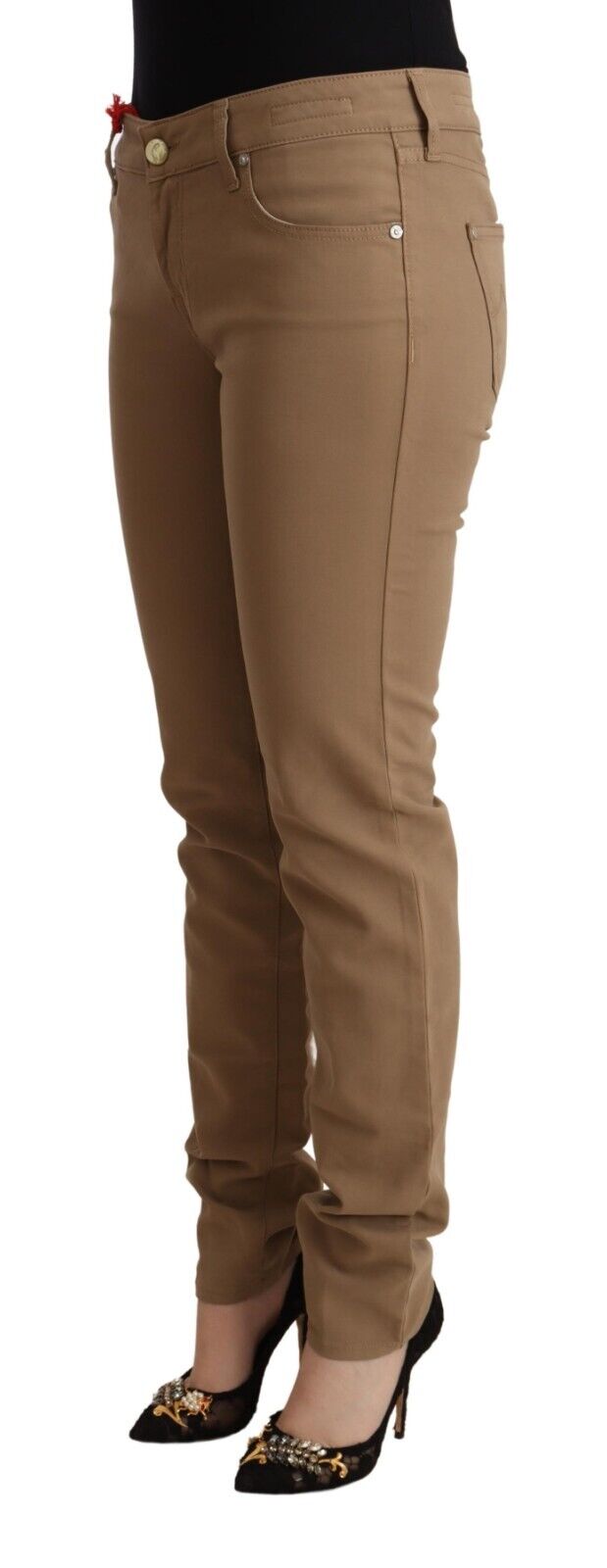 Jacob Cohen Brown Cotton Stretch Mid Waist Skinny Pants