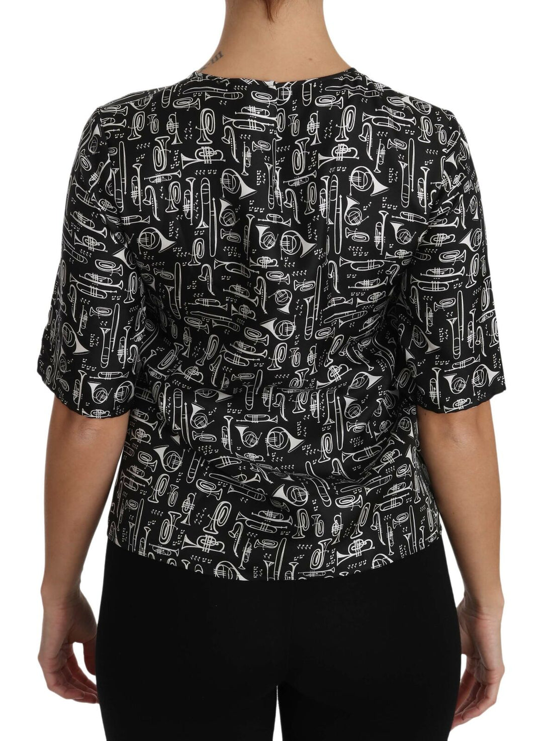 Dolce & Gabbana Musical Instruments Print Silk Blouse