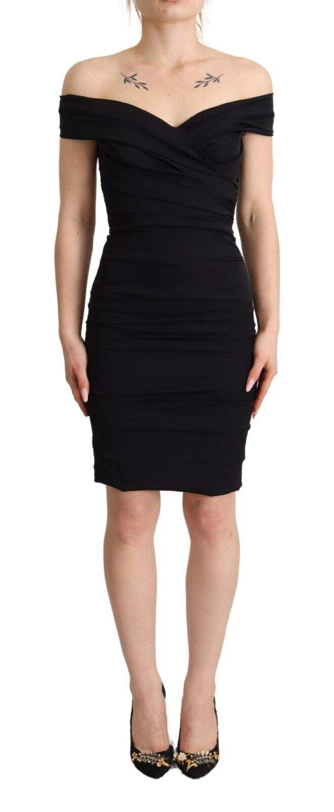 Dolce & Gabbana Bodycon Black Silk Off Shoulder Sheath Bodycon Dress Black, Dolce & Gabbana, Dresses - Women - Clothing, feed-1, IT38|XS, IT40|S at SEYMAYKA