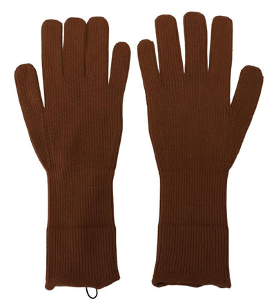Dolce & Gabbana Brown Cashmere Knitted Hands Mitten s Gloves