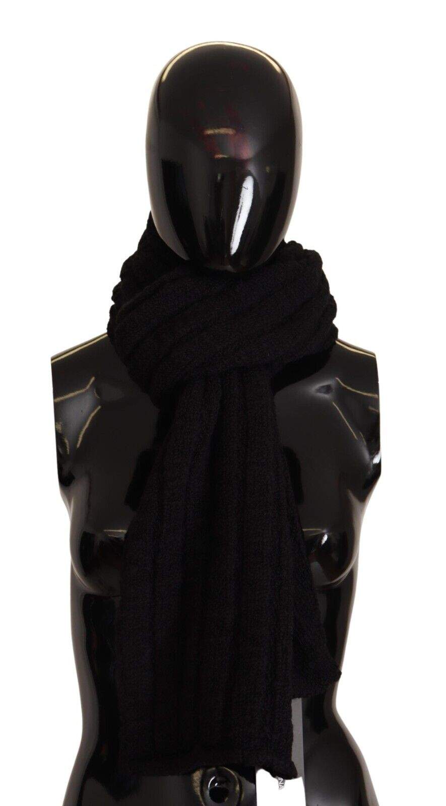 Dolce & Gabbana Black Virgin Wool Knitted  Warmer Shawl Scarf Black, Dolce & Gabbana, feed-1, Scarves - Women - Accessories at SEYMAYKA