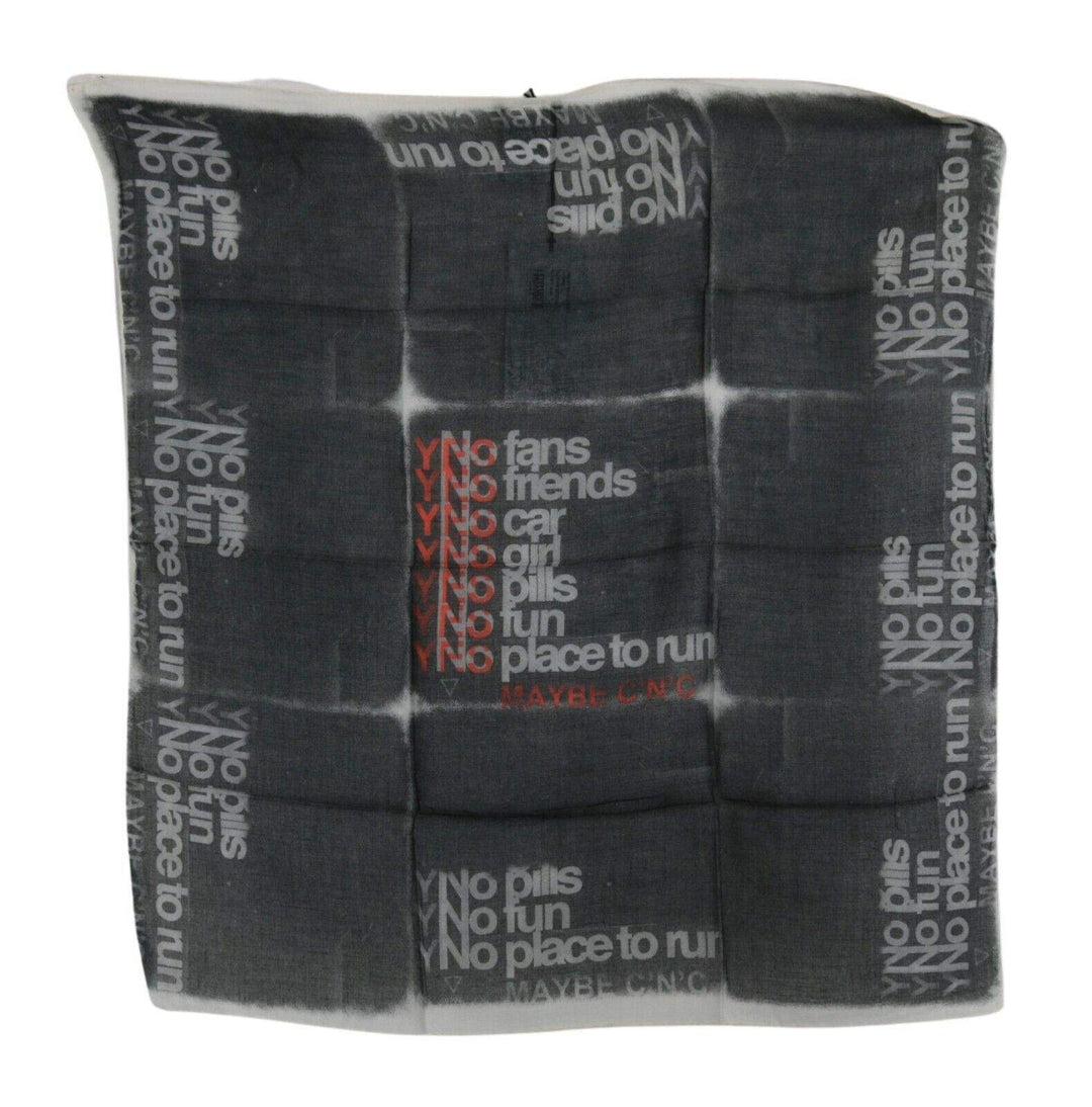 Costume National Dark Gray Wool Foulard Branded Scarf #men, Black/White, Costume National, feed-1, Scarves - Men - Accessories at SEYMAYKA