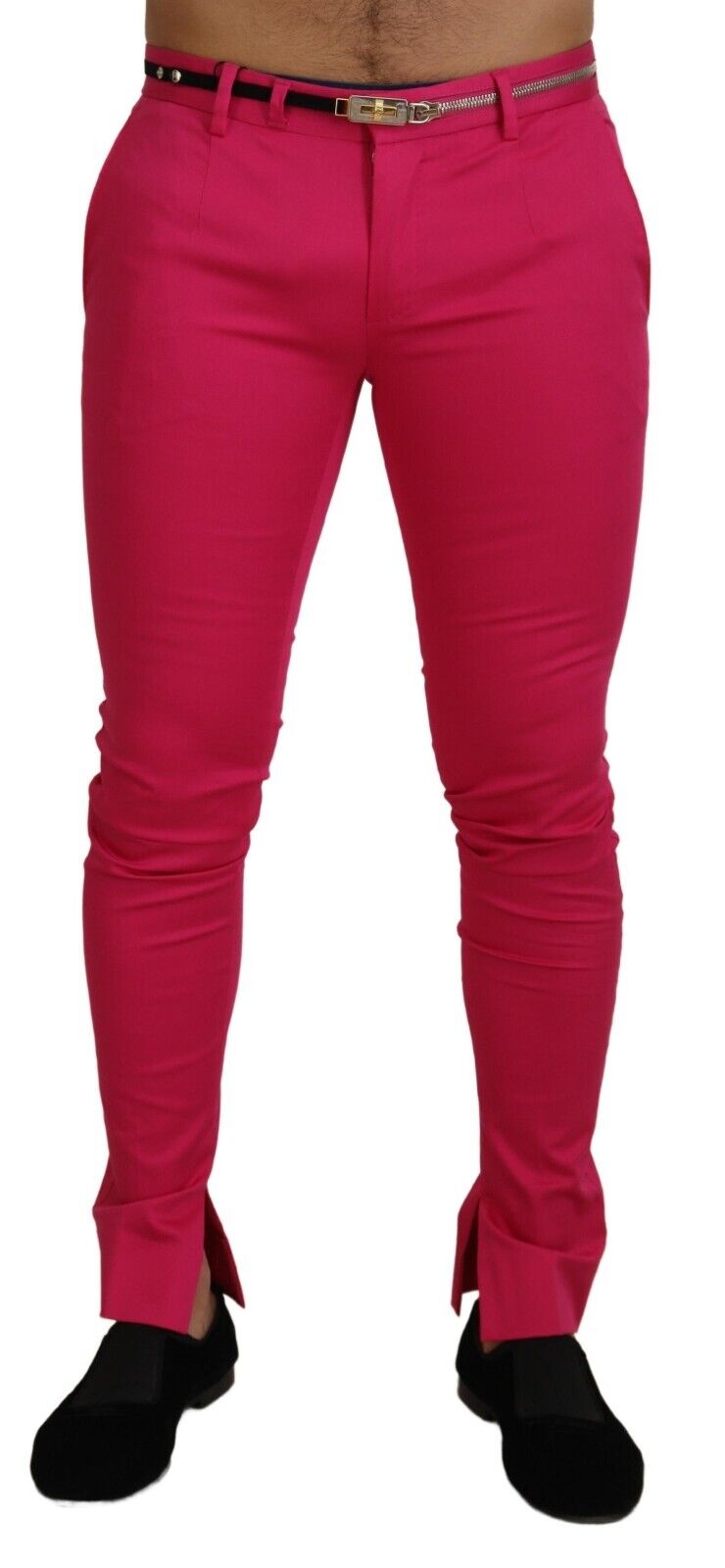 Dolce & Gabbana Pink Zipper Buckle Waist Trousers Pants