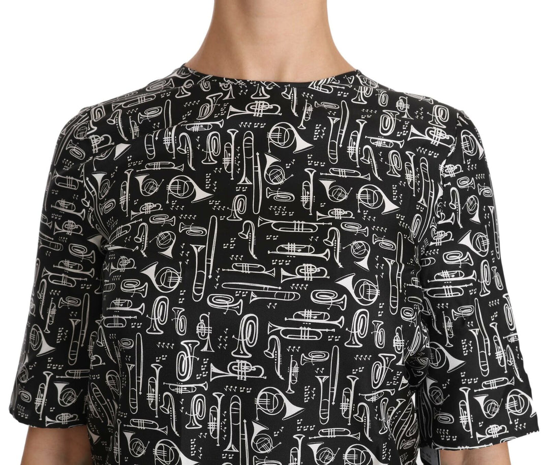 Dolce & Gabbana Musical Instruments Print Silk Blouse