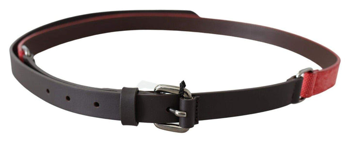 Costume National Red Brown Leather Silver Logo Buckle Waist Belt 85 cm / 34 Inches, Belts - Women - Accessories, Costume National, feed-agegroup-adult, feed-color-Red, feed-gender-female, Red at SEYMAYKA