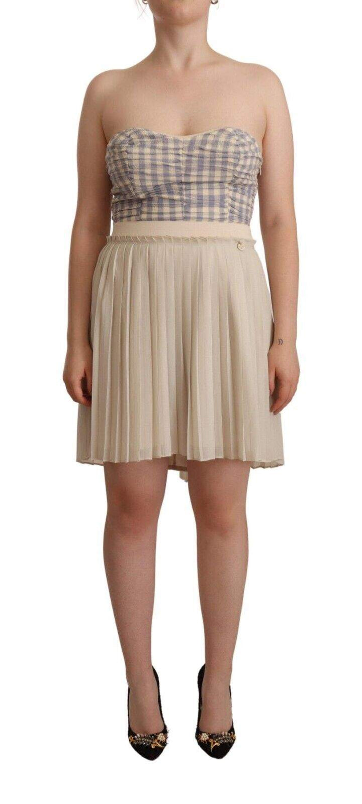 Guess  Pleated A-line Strapless Bustier Dress Beige, Dresses - Women - Clothing, feed-1, Guess, IT40|S at SEYMAYKA